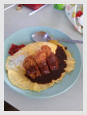 Omurice Topping With Katsu - Japanese Omelette Rice